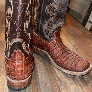 Anderson Bean Mens Hornback Caiman Square Toe Boots